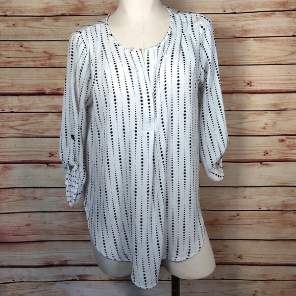 Black and White Polka Dot Blouse by Lush - Picture 1 of 5